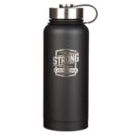Strong and Courageous Black Stainless Steel Water Bottle - Joshua 1:9