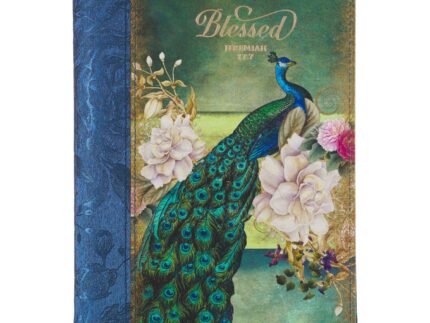 Blessed Peacock Blue Faux Leather Journal with Zipper Closure - Jeremiah 17:7