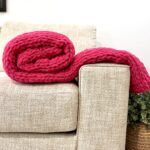 Handmade Woven Blanket 68x61in HOT PINK