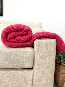 Handmade Woven Blanket 68x61in HOT PINK