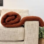 Handmade Woven Blanket 68x61in RUST