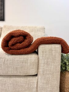 Handmade Woven Blanket 68x61in RUST