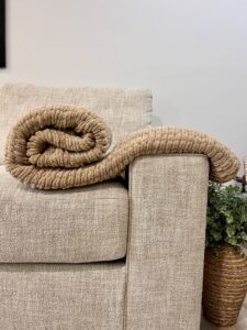 Handmade Woven Blanket 68x61in TAUPE
