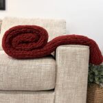 Handmade Woven Blanket 68x61in WARM RED