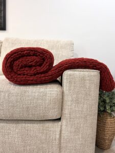 Handmade Woven Blanket 68x61in WARM RED