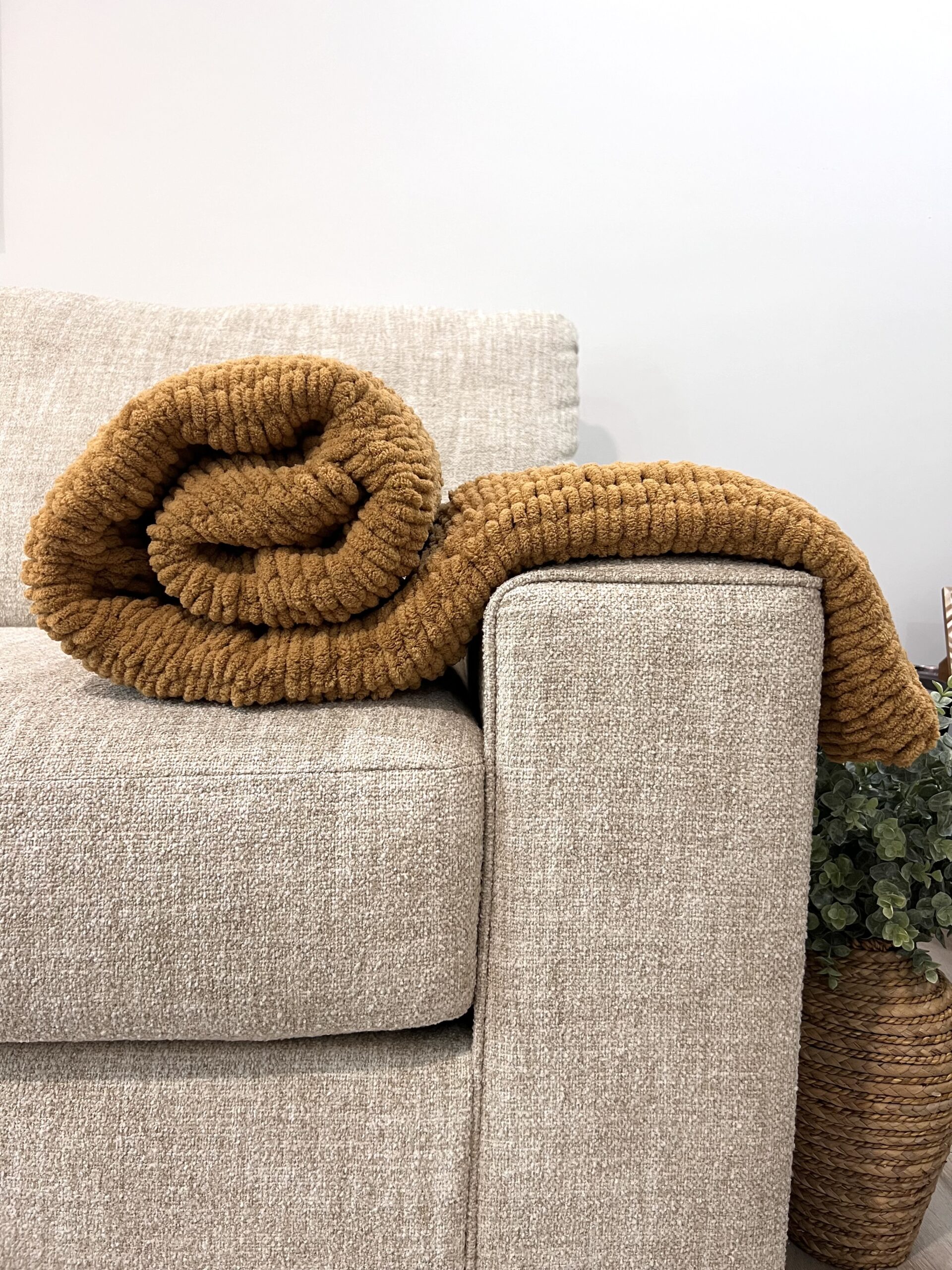 IMG_0310 Handmade Woven Blanket 68x61in MED BROWN - Image 1