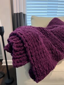 Handmade Woven Blanket 68x61in PURPLE - Image 3