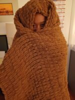 Handmade Woven Blanket 68x61in MED BROWN - Image 3